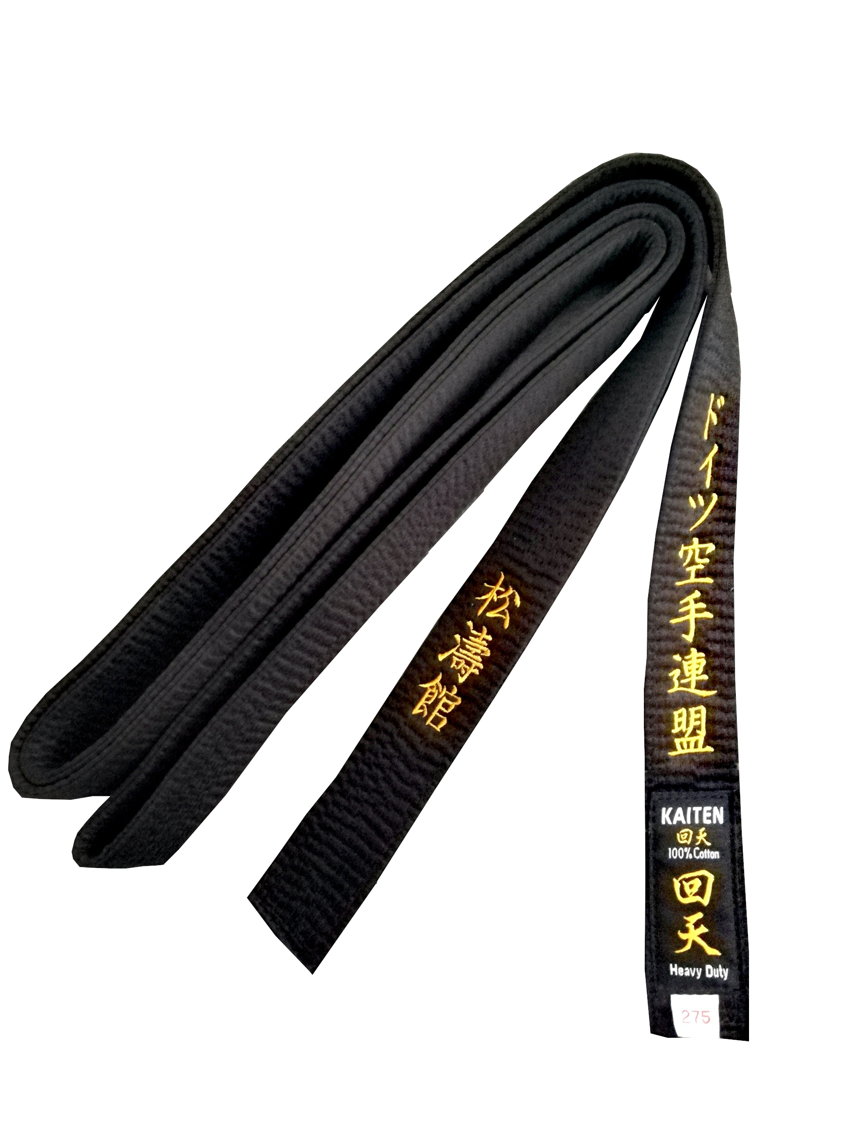 KAITEN Satinschwarzgurt, bestickt