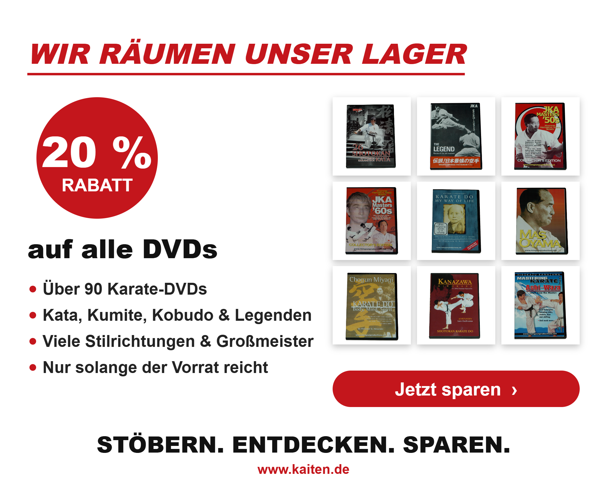 20 % auf alle DVDs – wir räumen unser Lager