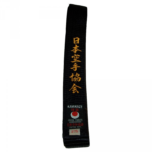 Baumwollschwarzgurte mit Kamikaze-Label, bestickt JKA / Shotokan