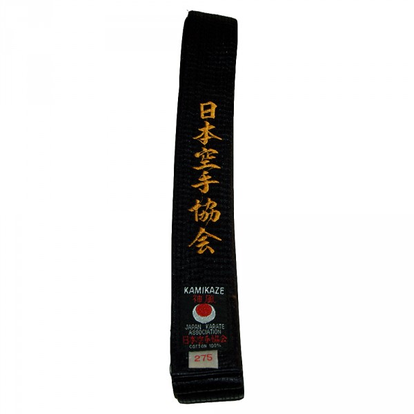 Baumwollschwarzgurte mit Kamikaze-Label, bestickt JKA / Shotokan